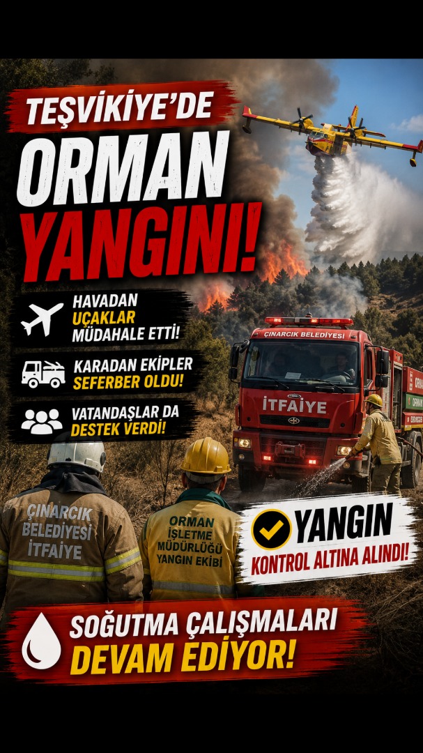 TEŞVİKİYE'DE KORKUTAN ORMAN YANGINI! 