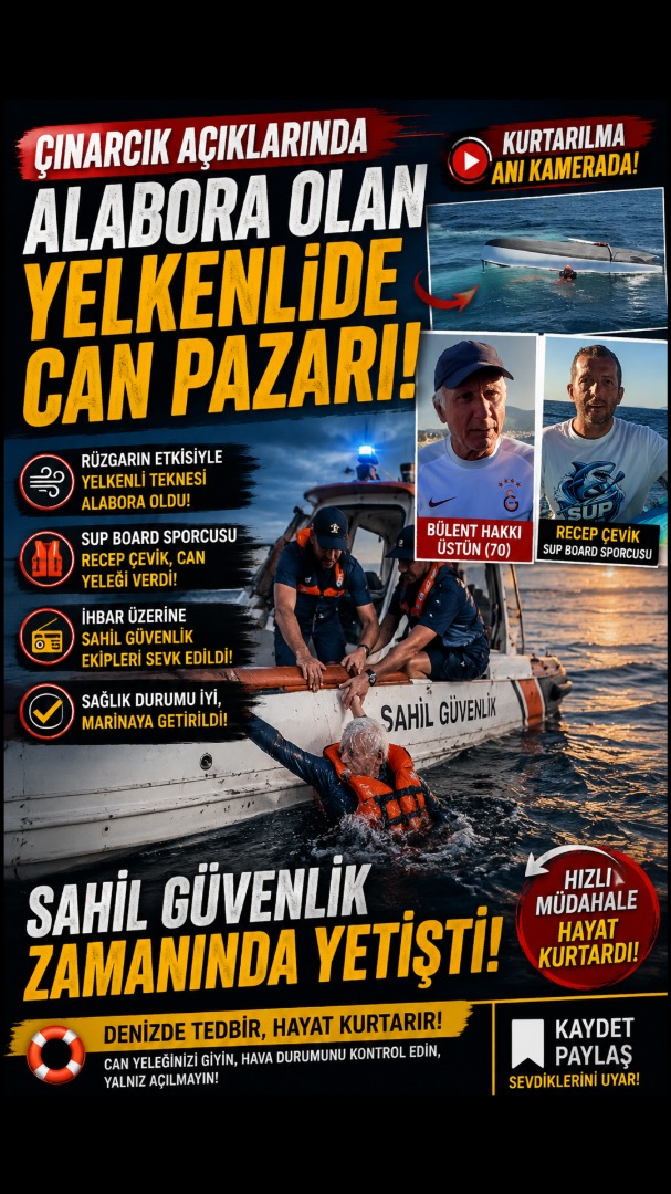 ÇINARCIK AÇIKLARINDA CAN PAZARI! ALABORA OLAN YELKENLİDEN KURTARILDI